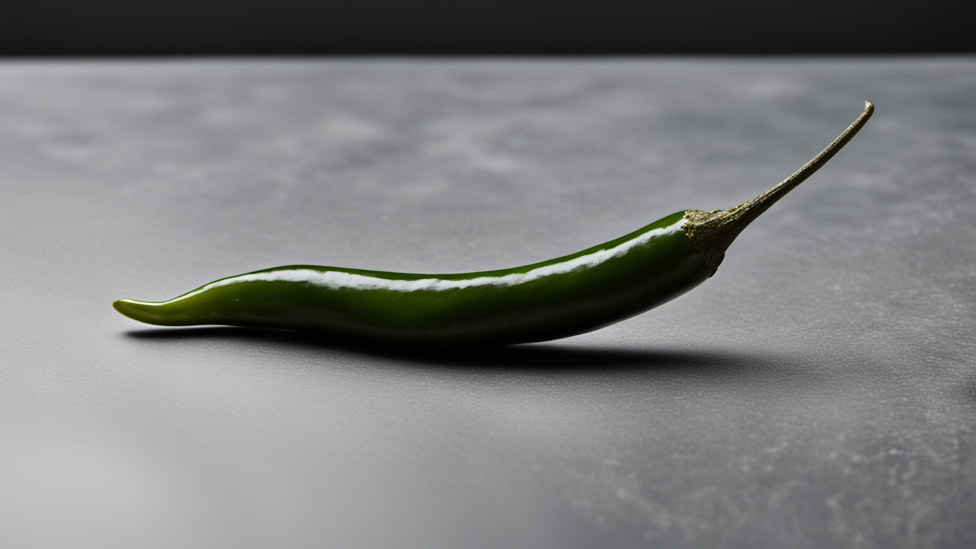 Generated ingredient still life of a whole green Serrano pepper; not a preservation process or safety test