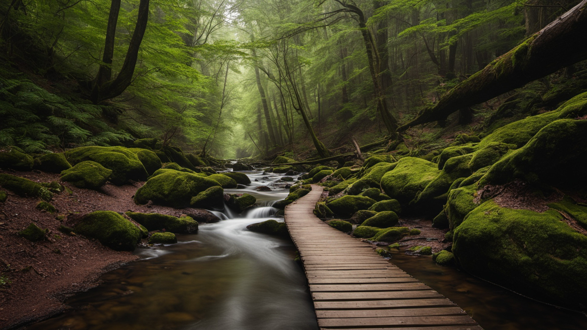 Generated steep creek trail under hardwoods