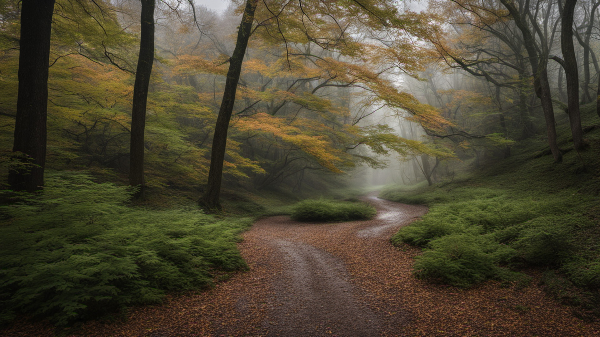 Generated wooded park reservation with a creek