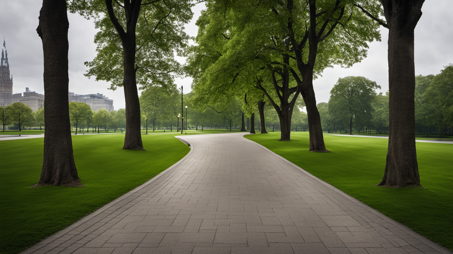 Generated empty paved park greenway