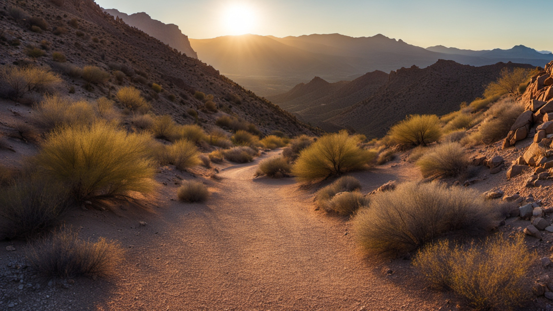 Generated desert mountain preserve with open trail corridors