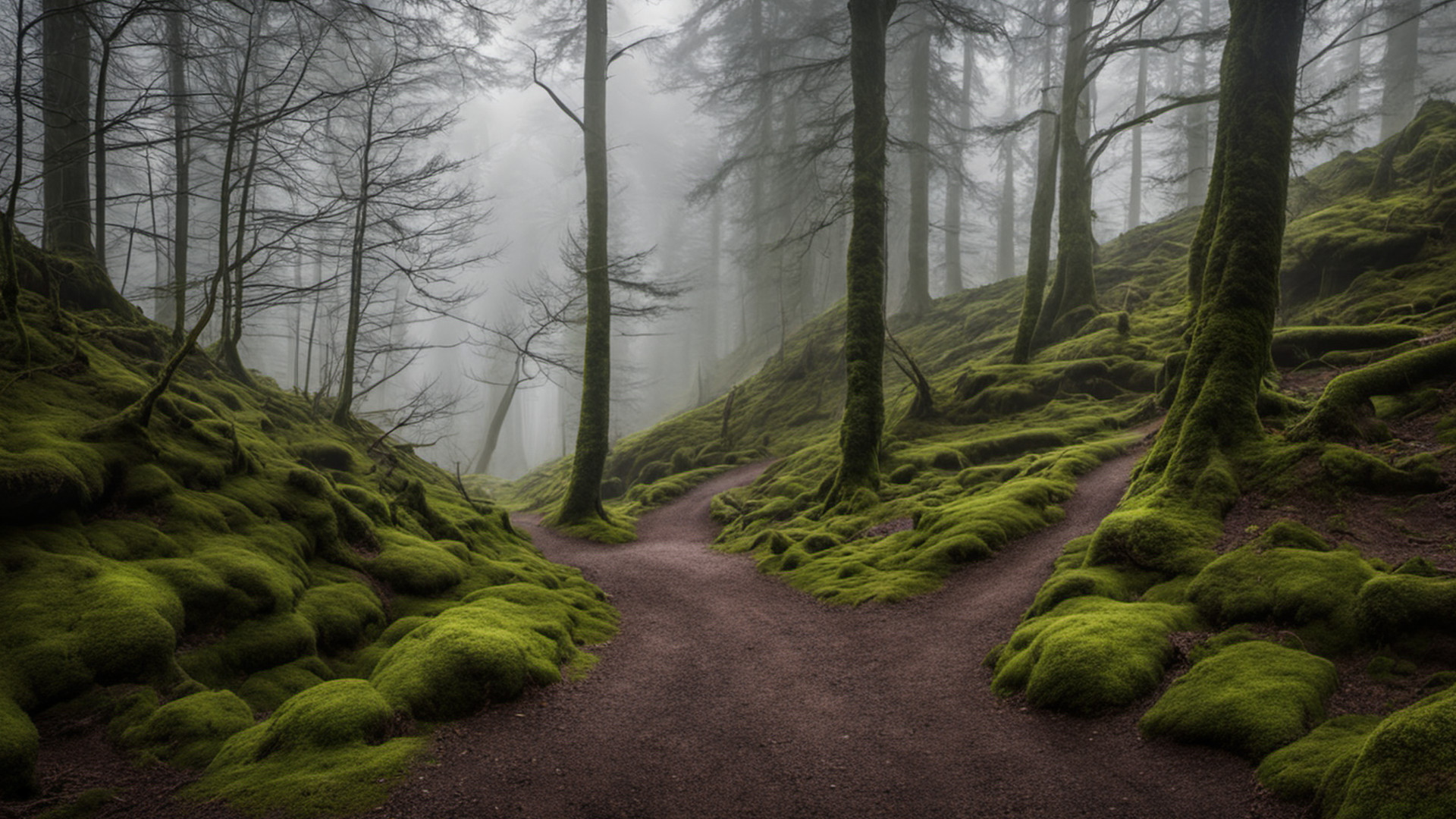Generated forested ravine hiking path