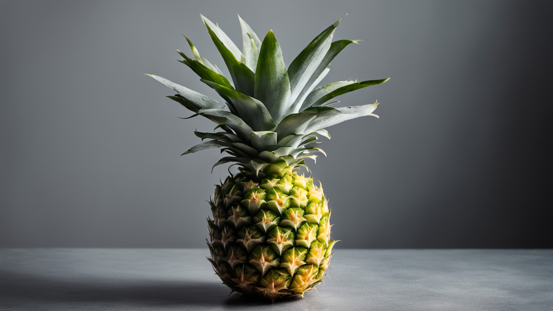 Generated single whole pineapple on a gray tabletop