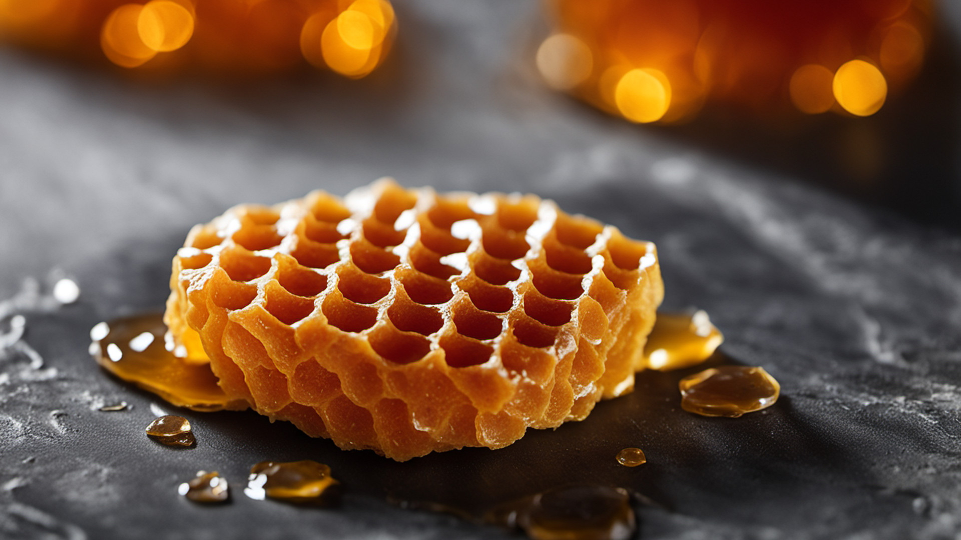 Generated honeycomb on a gray tabletop