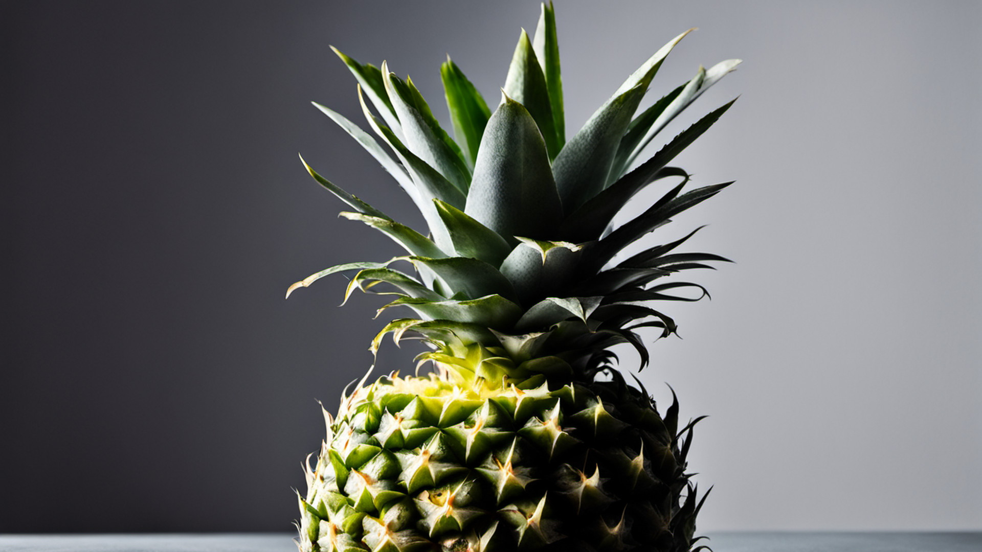 Generated single whole pineapple on a gray tabletop
