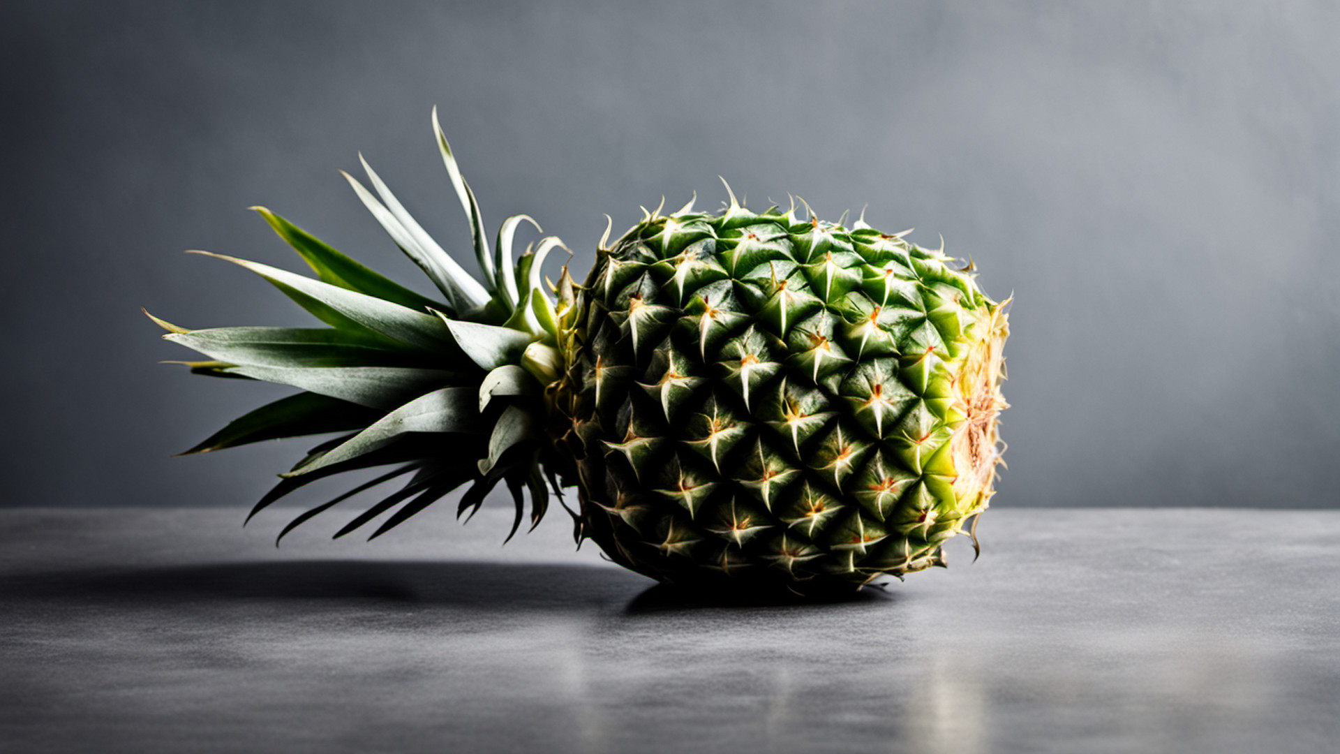 Generated single whole pineapple on a gray tabletop