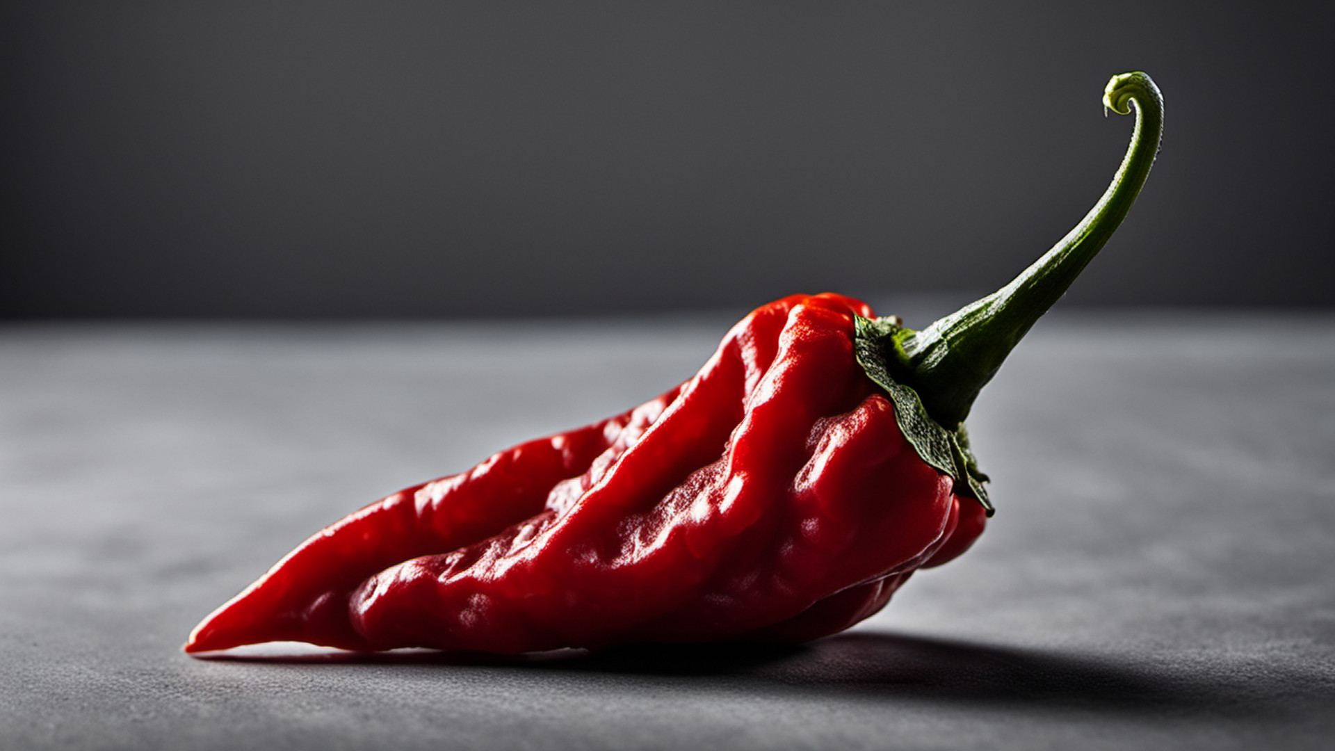 Generated single wrinkled red chile pepper