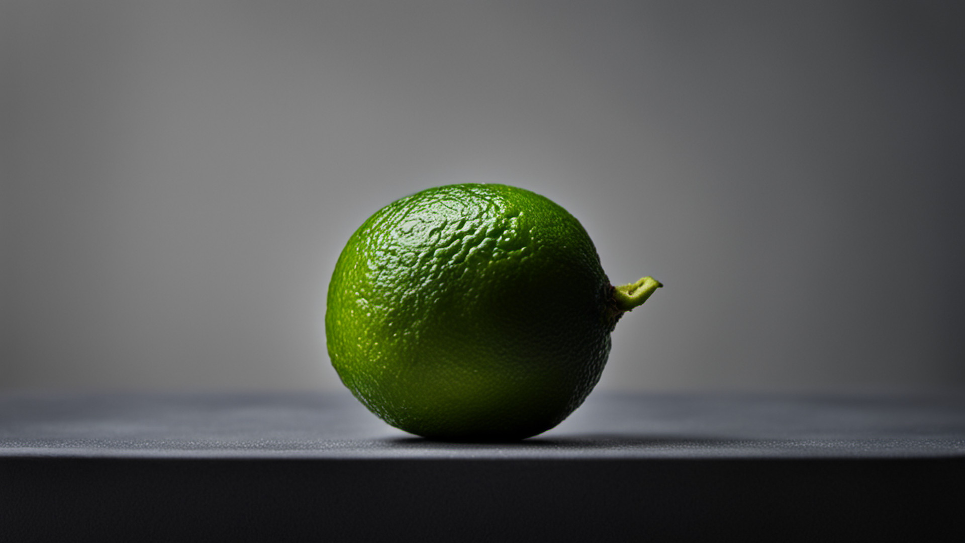 Generated single whole lime on a gray tabletop