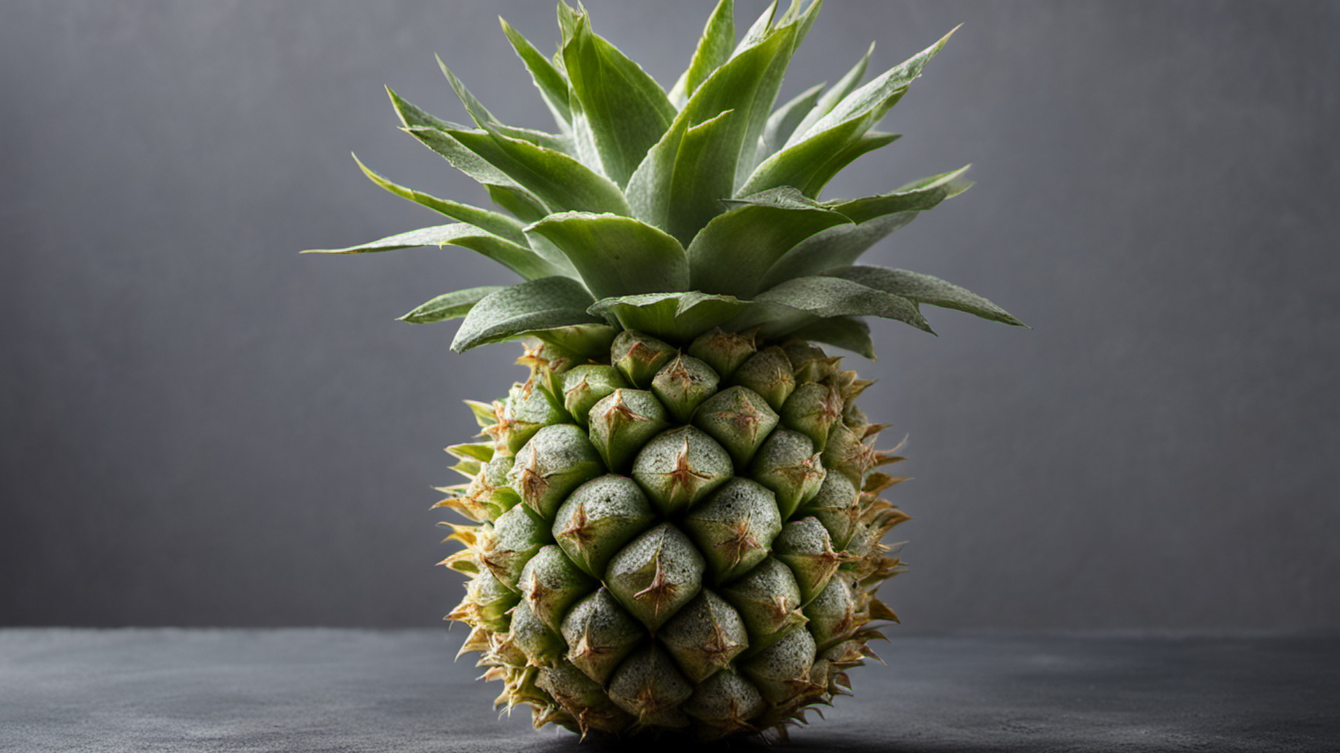 Generated whole ripe pineapple with one compact green crown