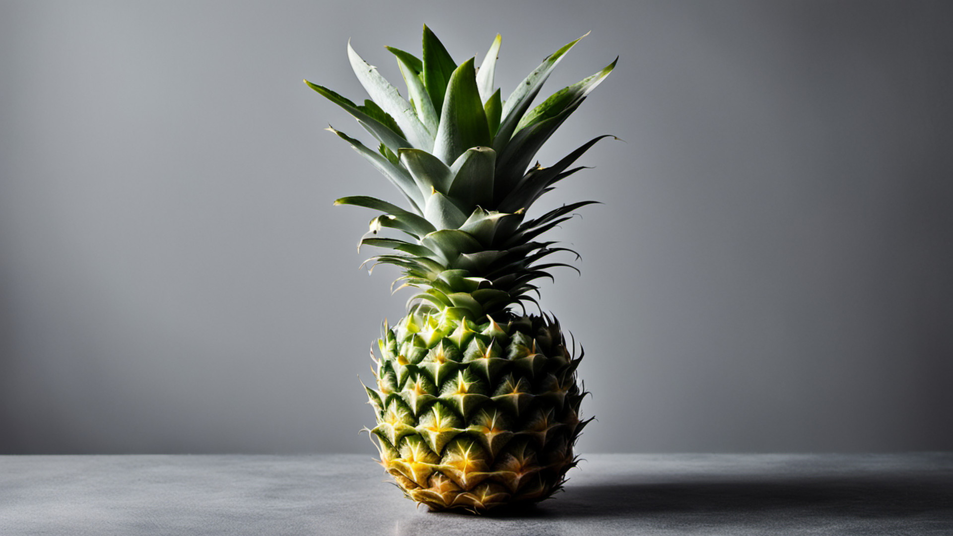 Generated single whole pineapple on a gray tabletop