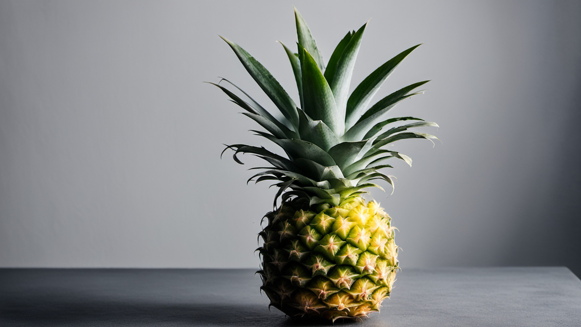 Generated single whole pineapple on a gray tabletop