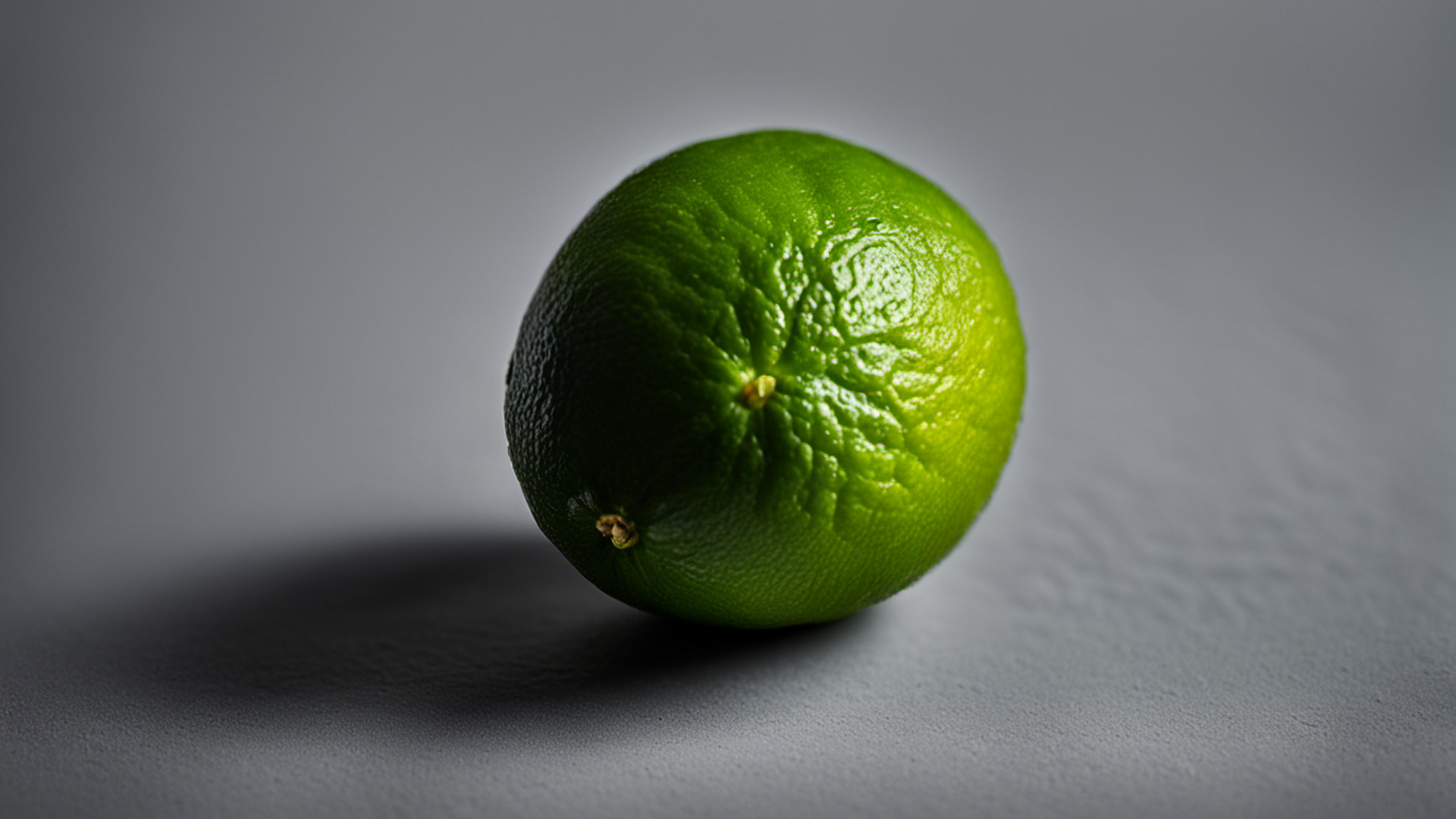 Generated single whole lime on a gray tabletop