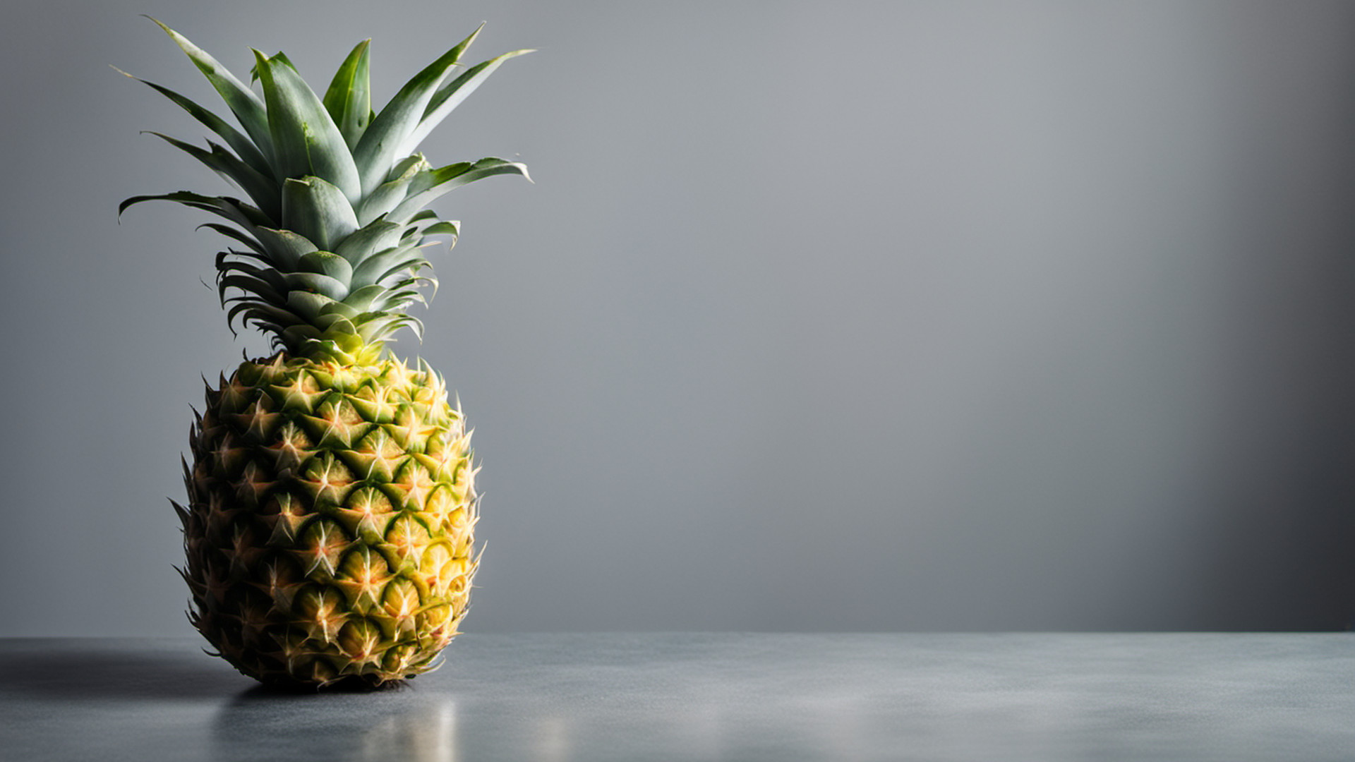 Generated single whole pineapple on a gray tabletop