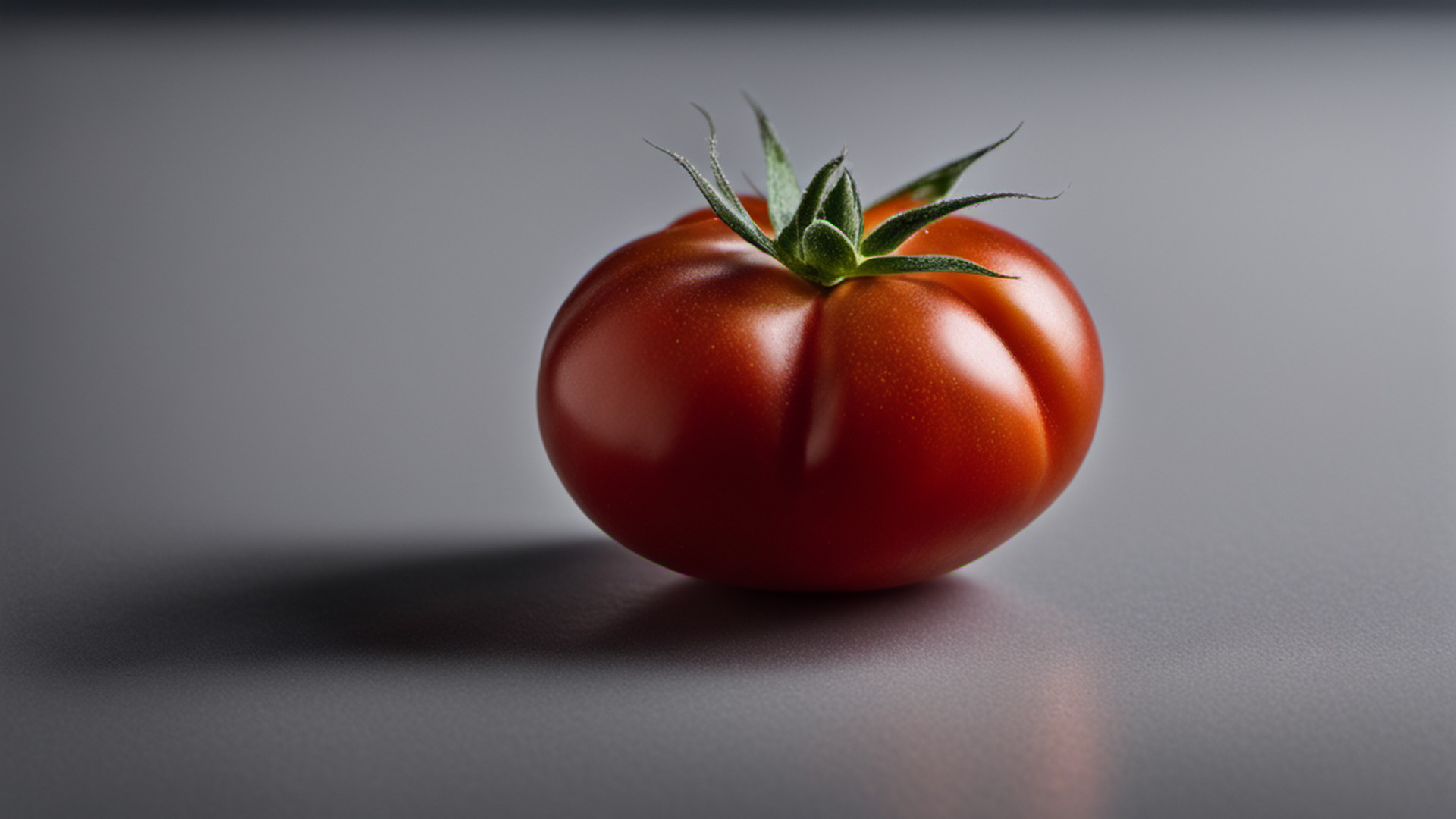 Generated whole ripe red tomato with a small green calyx