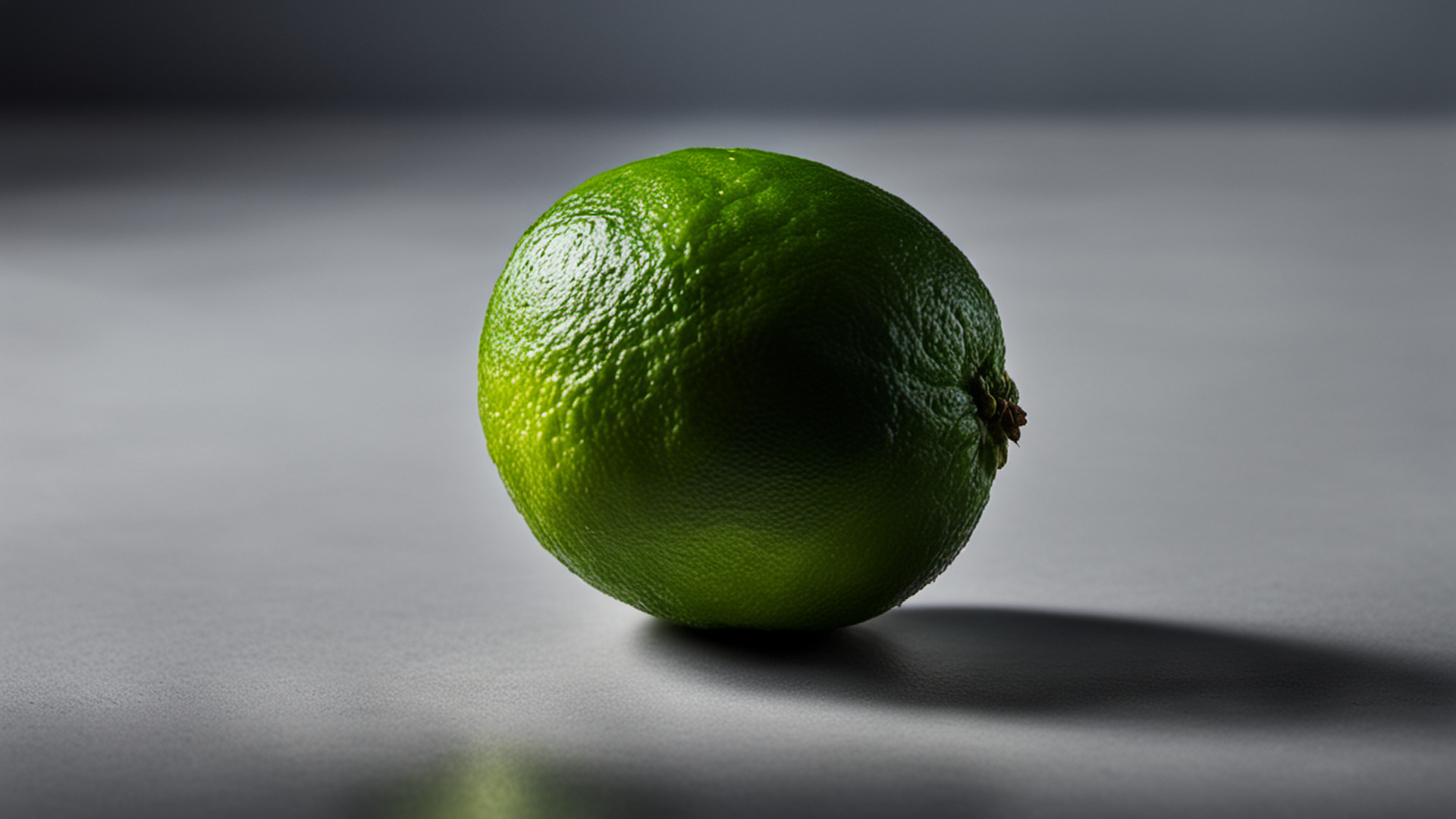 Generated single whole lime on a gray tabletop
