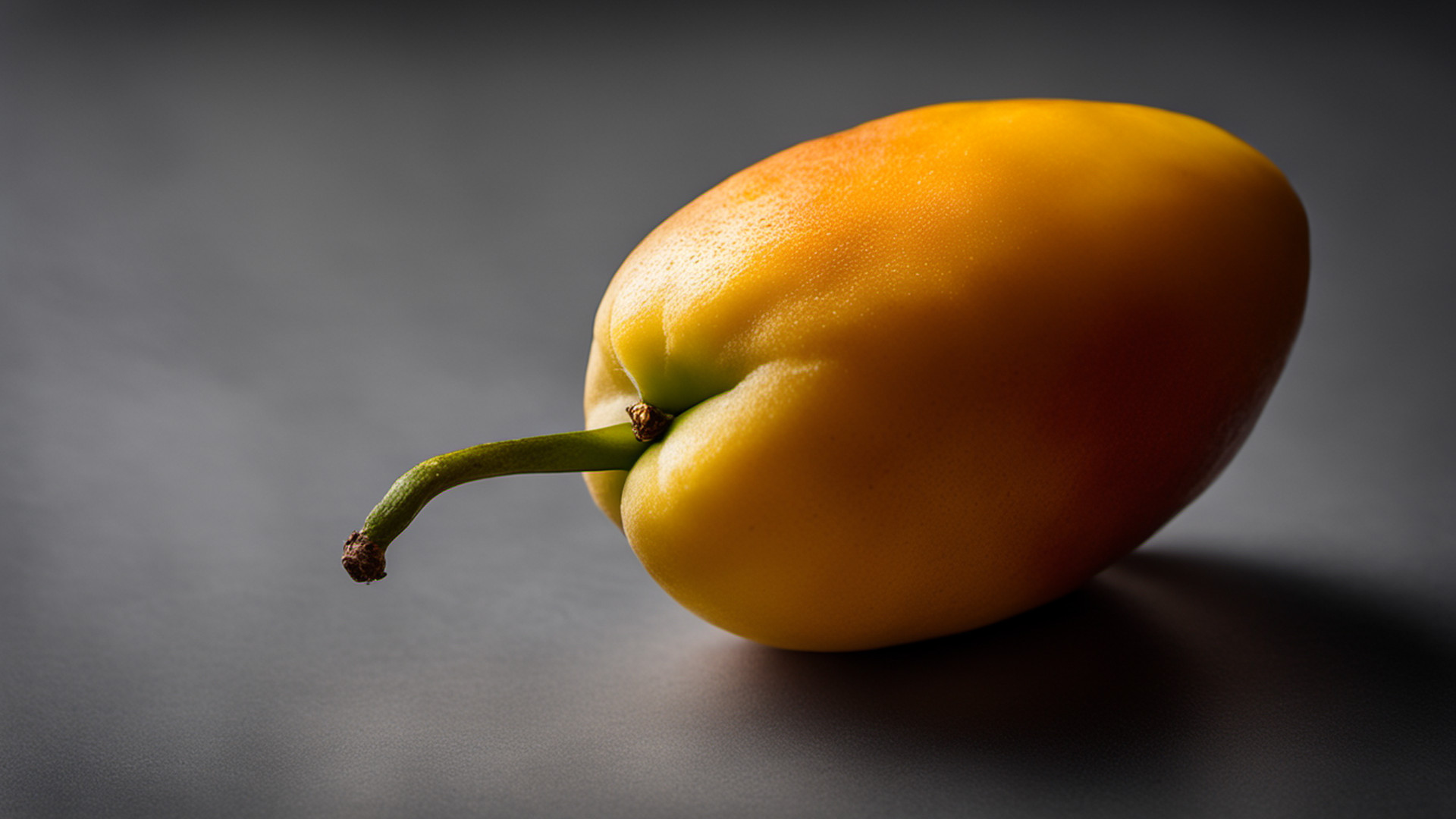 Generated single whole mango on a gray tabletop