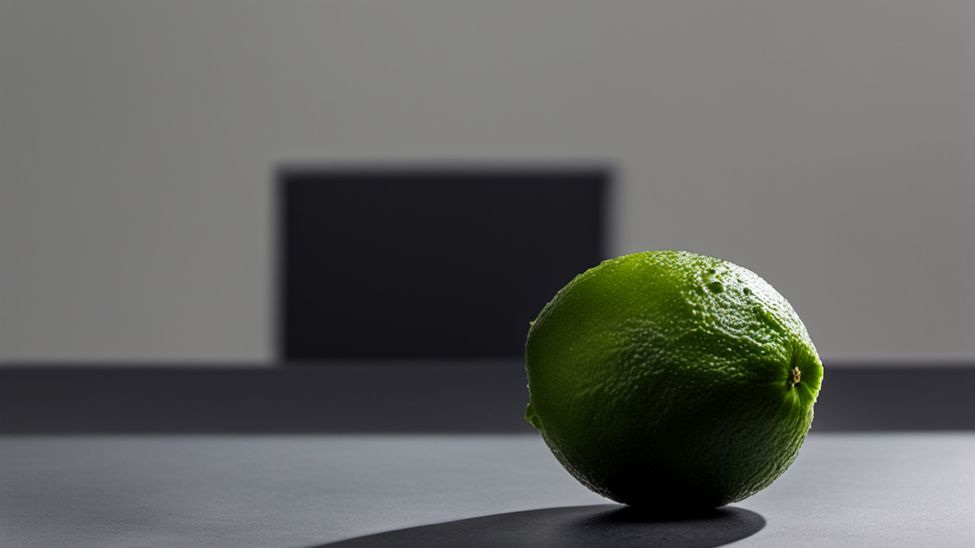 Generated single whole lime on a gray tabletop