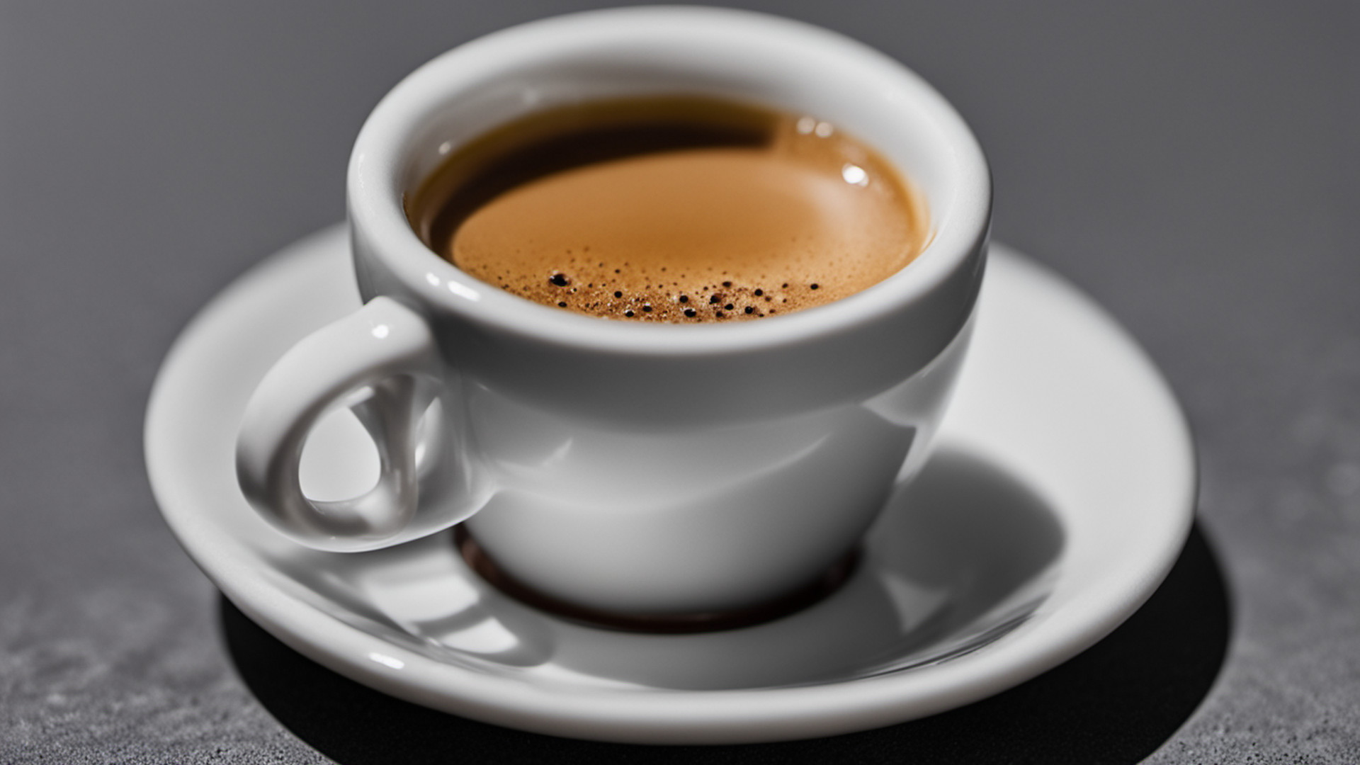 Generated espresso cup on a matching saucer representing published espresso service, not a real premises or menu-item photo
